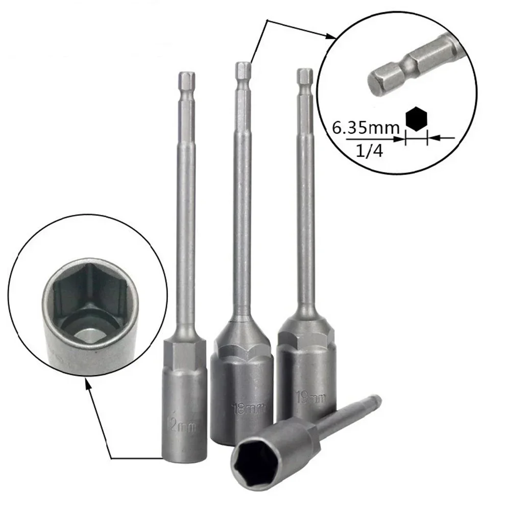 1X 150mm 길이 5.5mm-19mm 육각 너트 드라이버 드릴 비트 어댑터 소켓 렌치-스크루 드라이버 용 확장 슬리브 노즐 어댑터