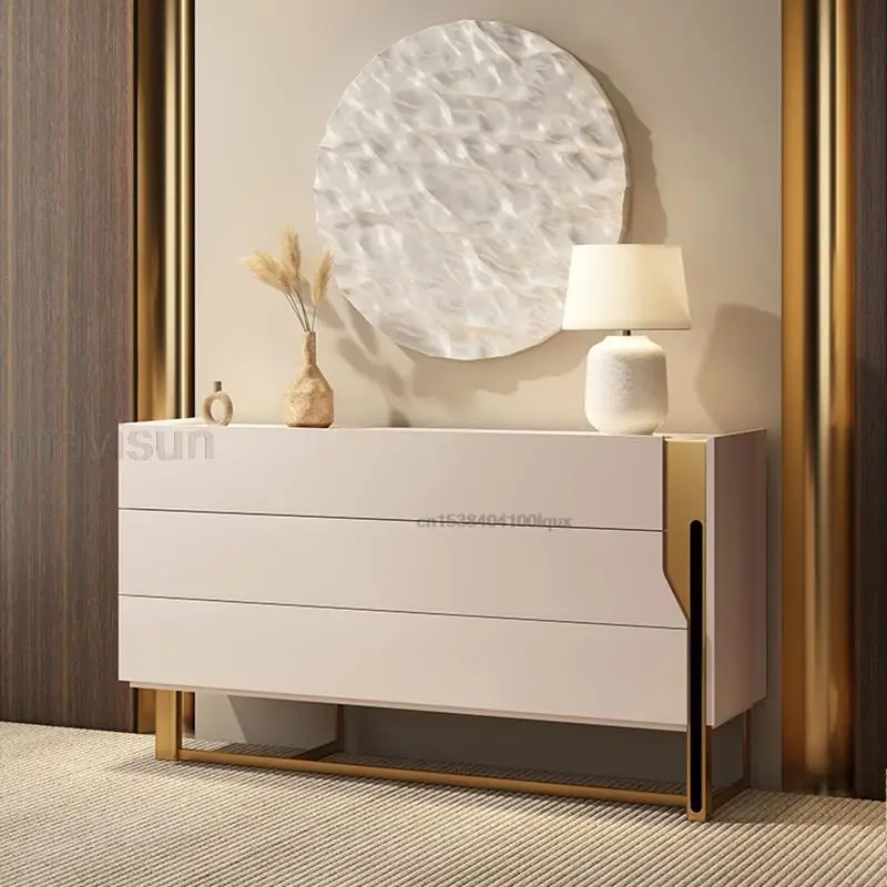 Modern American Sideboard Villa Living Room Solid Wood Chest Of Drawer Storage Side Cabinet High Quality White Wood Furniture