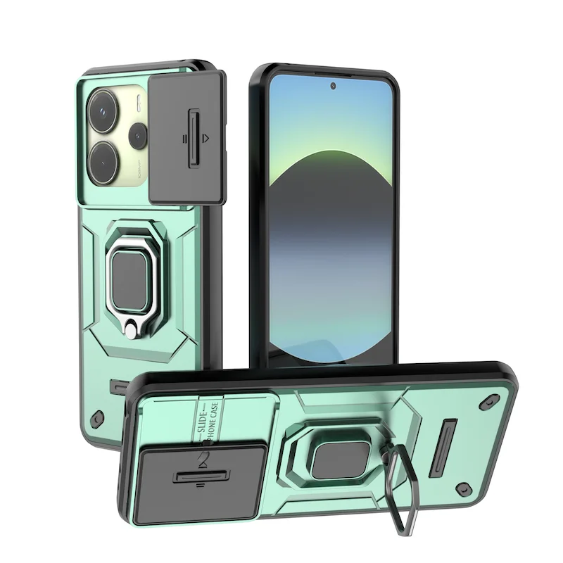 Shockproof Armor Case with Lens Protection and Ring Stand Back Cover