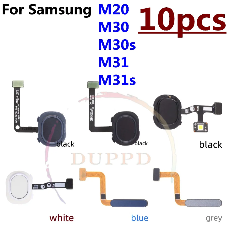 

10Pcs/Lot Original For Samsung Galaxy M20 M30 M31 Fingerprint Sensor Home Return Menu With Side Power Key Button Flex Cable
