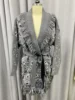 Boho Inspired Women's elegant Belt cashmere cardigan women High quality Wool Tassels jacquard grey knit cardigan long oversized 3