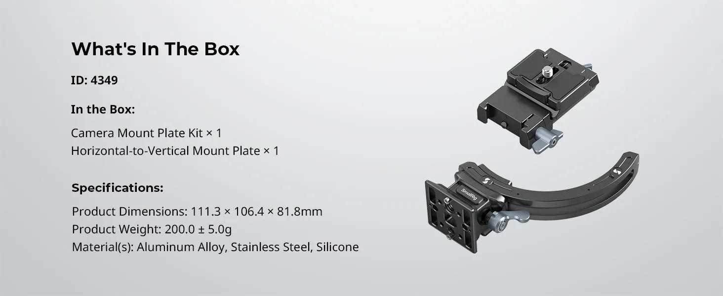 ZV-E10 Horizontal-to-Vertical Mount Plate Kit for Mirrorless Cameras for Sony Al