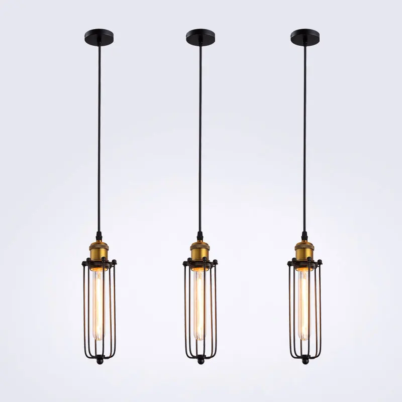 

Vintage Industrial Pendant Lights Hanging Lamp Modern Nordic Black Iron Cage Retro Loft Metal Lamps E27 Indoor Lighting