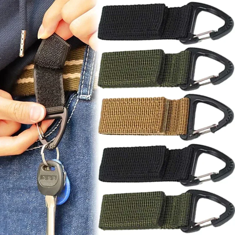 carabiner clips Outdoor Camping Carabiner Nylon Molle Tactical Backpack Key Hook Webbing Buckle System Belt Buckle Hanging Climbing Accessory