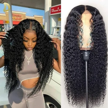 13x6 Hd Lace Frontal Wig 13x4 Curly Human Hair Wigs Water Wave Human Hair Wig 30 40 Inch Loose Deep Wave Brazilian Choice Black 1