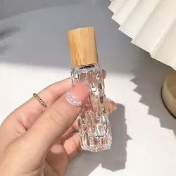 Compact Glass Roller Bottles for Perfumes and Essential Oils - Travel - Friendly Refillable Vials (10ml & 12ml) (Bamboo - 10ml)