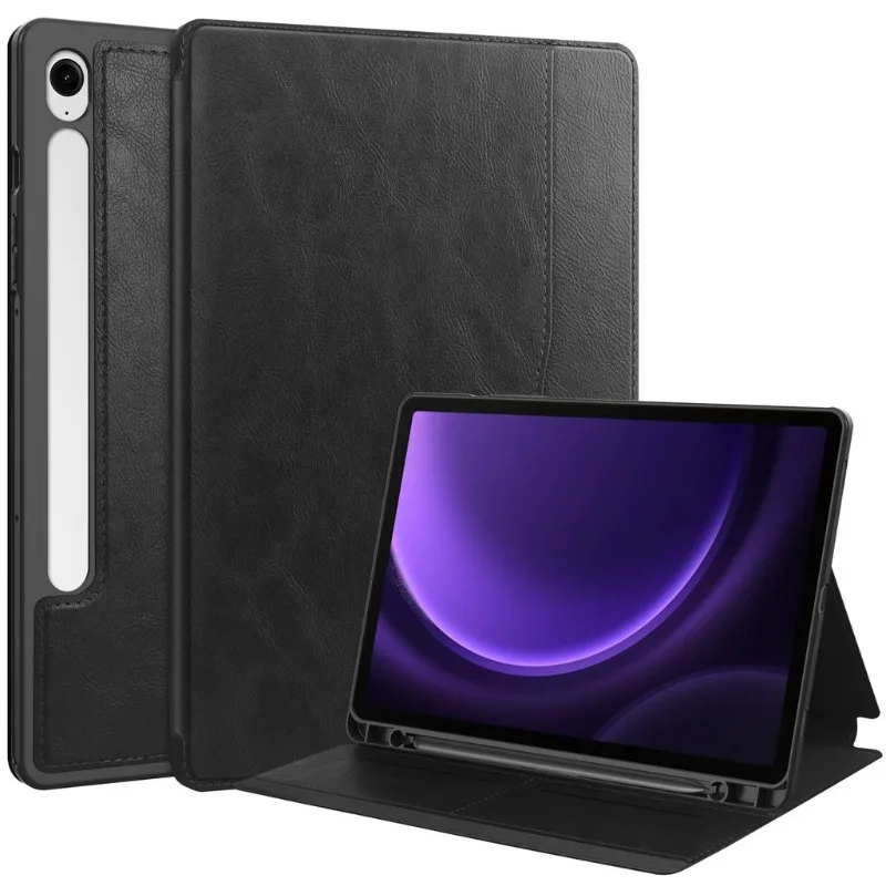 

For Samsung Tab S9 FE X510 10.9 Inch Case With Pen Holder Business Leather Wallet Stand Smart Case For Tab S9 FE Plus X610 12.4