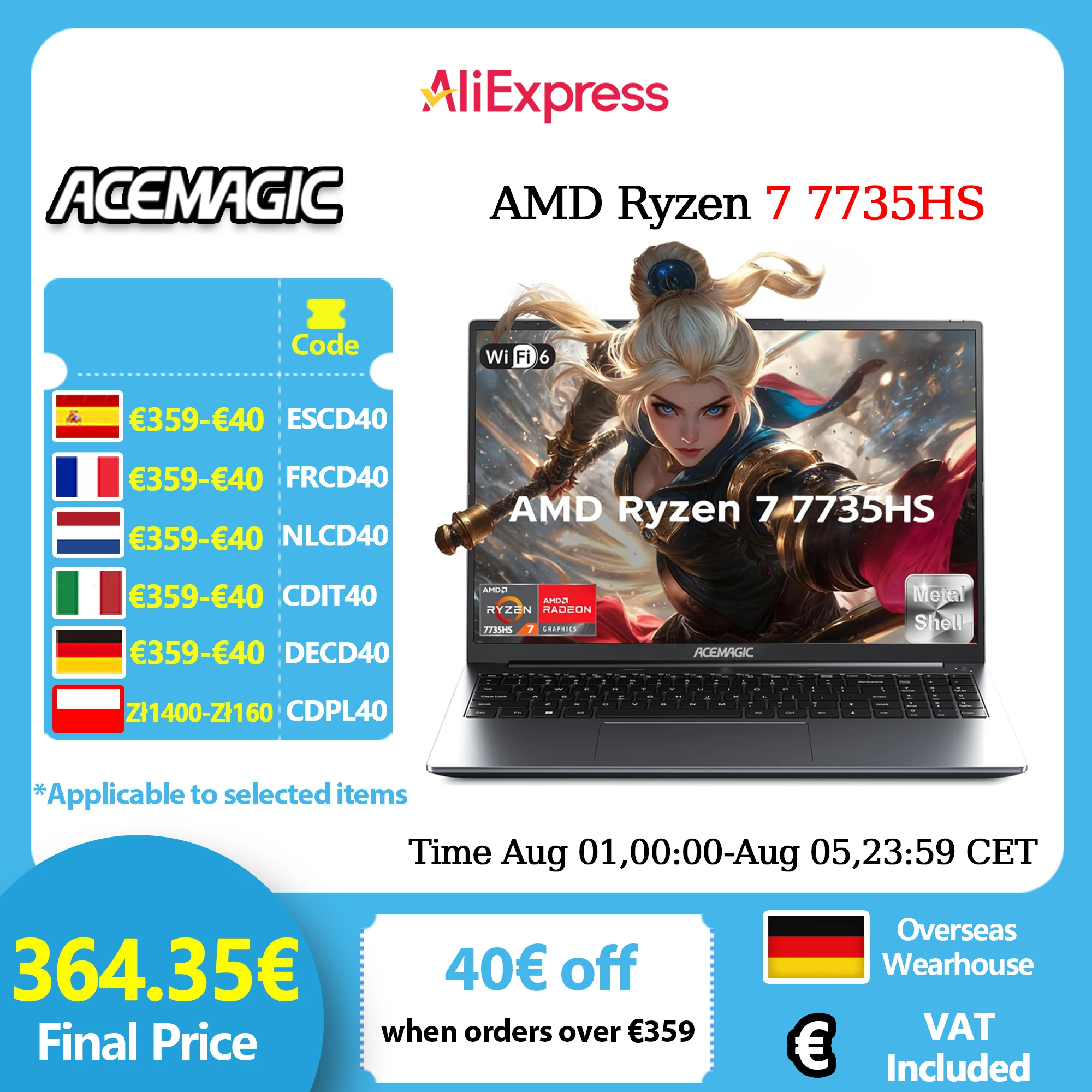 Computer Portatile Da Gioco ACEMAGIC, Display FHD Da 16 Pollici ...