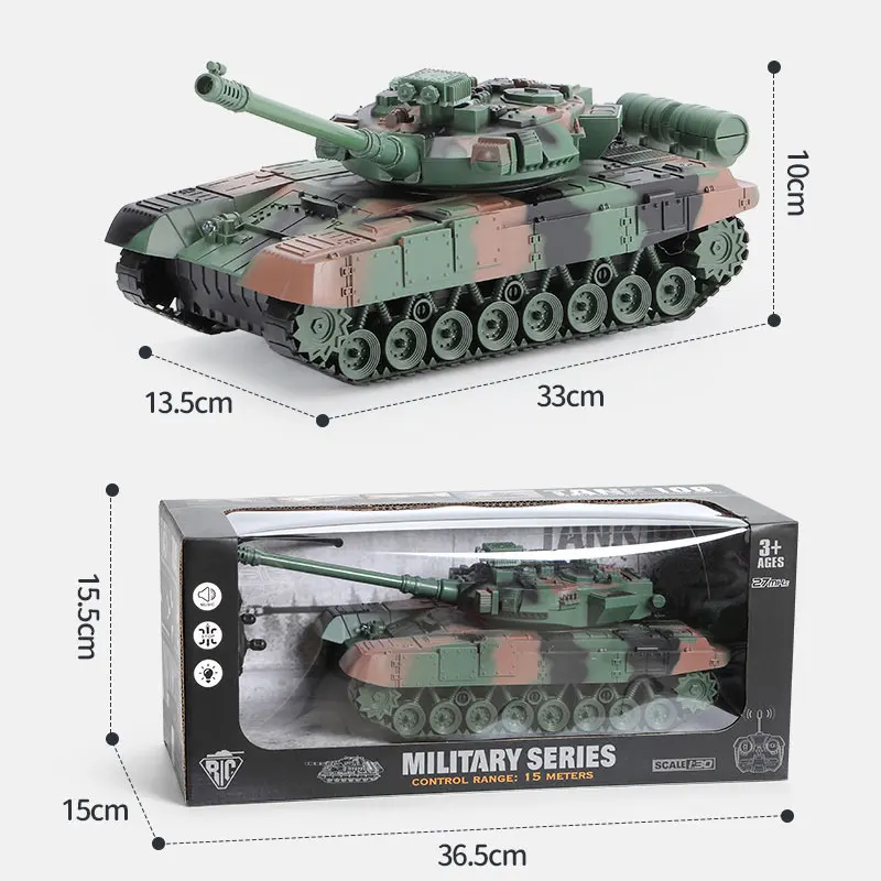 Rc Tank Militaire Oorlog Afstandsbediening Auto Met Geluidslicht Muziek Model Elektrische Oplaadbare Tank Elektronische Jongen Speelgoed Kids Cadeau