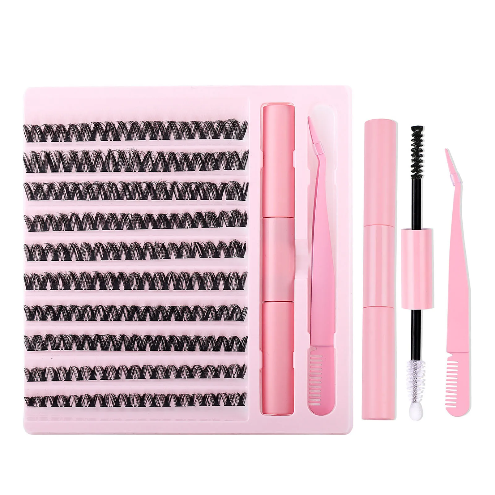 

DIY Lash Extensions Kit Lash Clusters 10 Rows Cluster Lashes with Glue and Tweezer for Self Application at Home