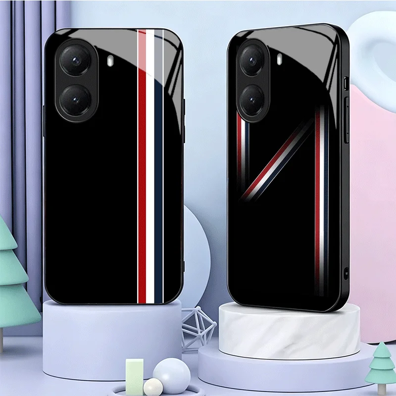 Luxury Sports Line Cool Stripe Tempered Glass Phone Case