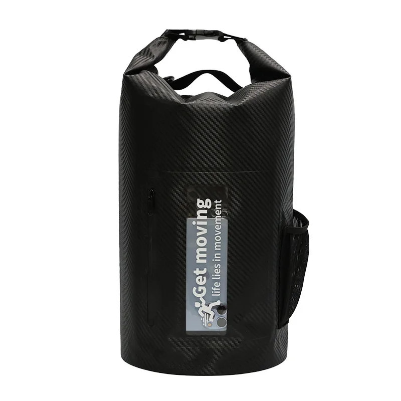 Carbon Fiber Waterproof Bag Portable Bucket Bag Beach Rafting Swimming Outdoor Backpack Waterproof