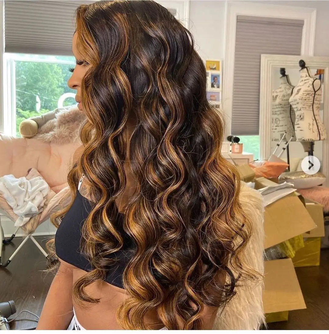 13x4 13x6 Hd Highlight Body Wave Lace Front Wig For Women Remy P4/27 Ombre Human Hair Lace Frontal Human Hair Wigs Choice Glue human hair wig