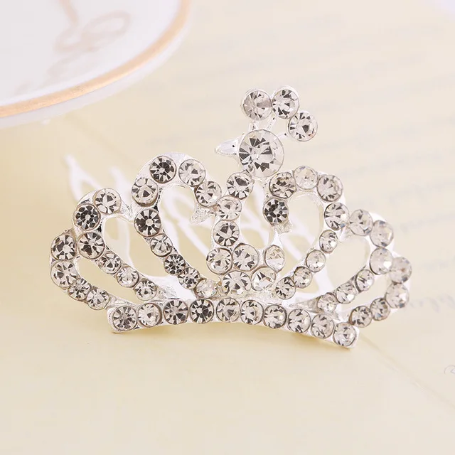 Children's Crown Headwear Girl's Korean Crown Birthday Show Princess Baby's Rhinestone Comb Hairpin Hair Clip Hair Jewelry