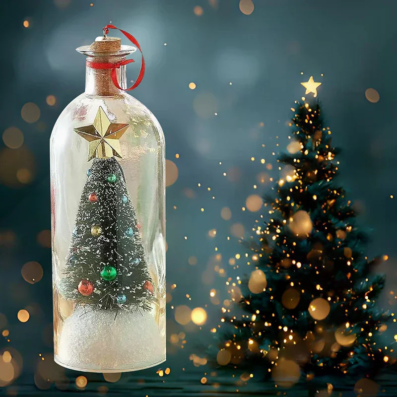 Recordable Christmas Tree Message In A Bottle – Voice Recording Glass Ornament Holiday Keepsake