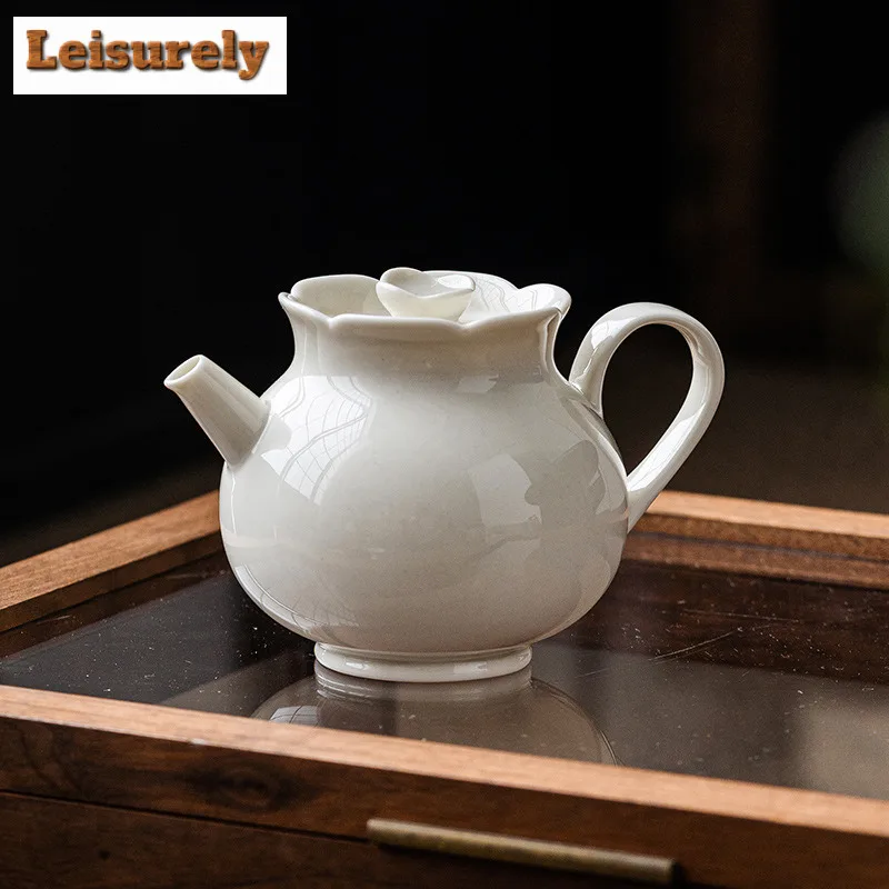 170ml Retro Grass Wood Gray Teapot Creative Lace Mouth Mouth Pot Tea Soaking Kettle Kung Fu Tea Cha Accessories Decoration Gifts