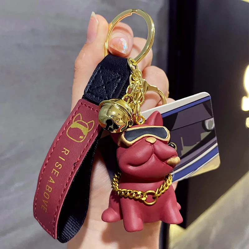 Punk Cute Pokemon Bulldog Keyring Pet Dog Keychain Women Men Car Bag Charm  Trinket Couples Car Key Ring Key Chain Jewelry Gift - AliExpress
