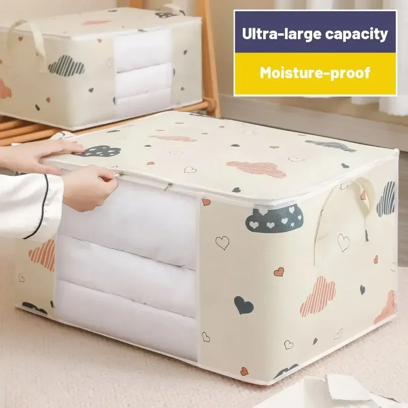 Large Capacity Clothes Storage Bag Organizer With Reinforced Handle Suitable For Blankets Bedding Foldable With Sturdy Zipper 3