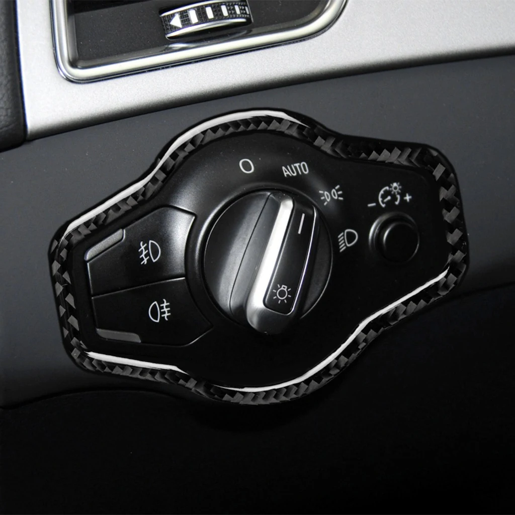Carbon Fiber Interior Car Headlight Switch Button Frame Sticker Cover Trim Decal For Audi A4 S4 RS4 B8 8K A5 S5 RS5 8T 8F Q5 SQ5