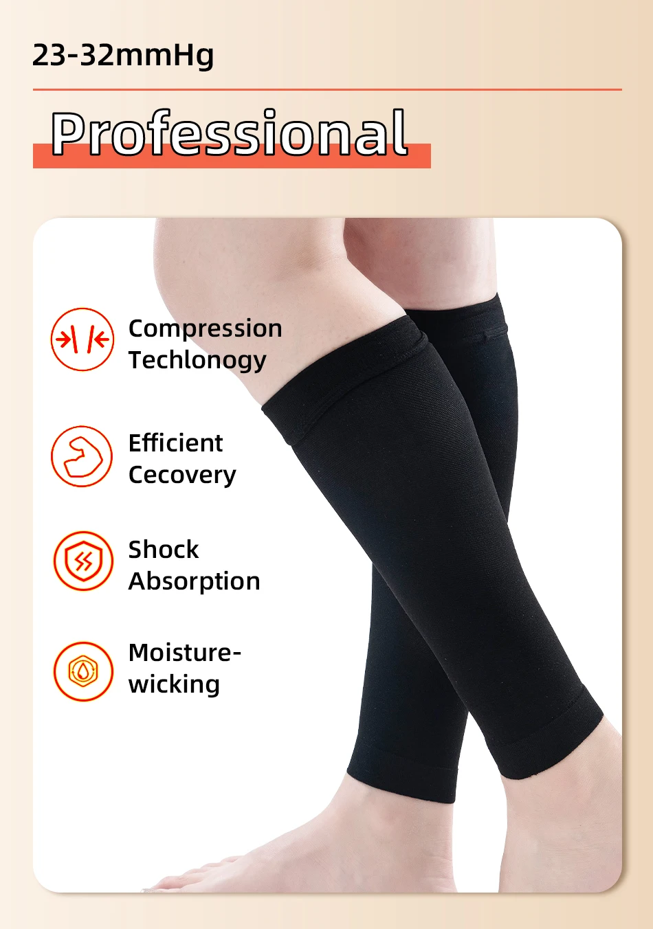 Legbeauty 23–32 mmHg elastische medizinische Kompressionssocke für Damen, Krampfadern-Ermüdungslinderung, Beinwärmer, Druck-Waden-Ärmelstrumpf – Detail 4