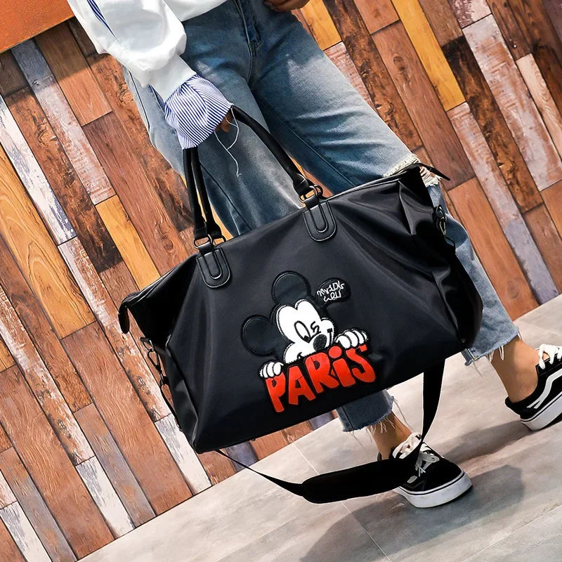Disney Women Mickey Mouse Minnie Large Capacity Handbag Simple Shoulder Bag Simple Waterproof Light Outdoor Travel Bag 39X26X18