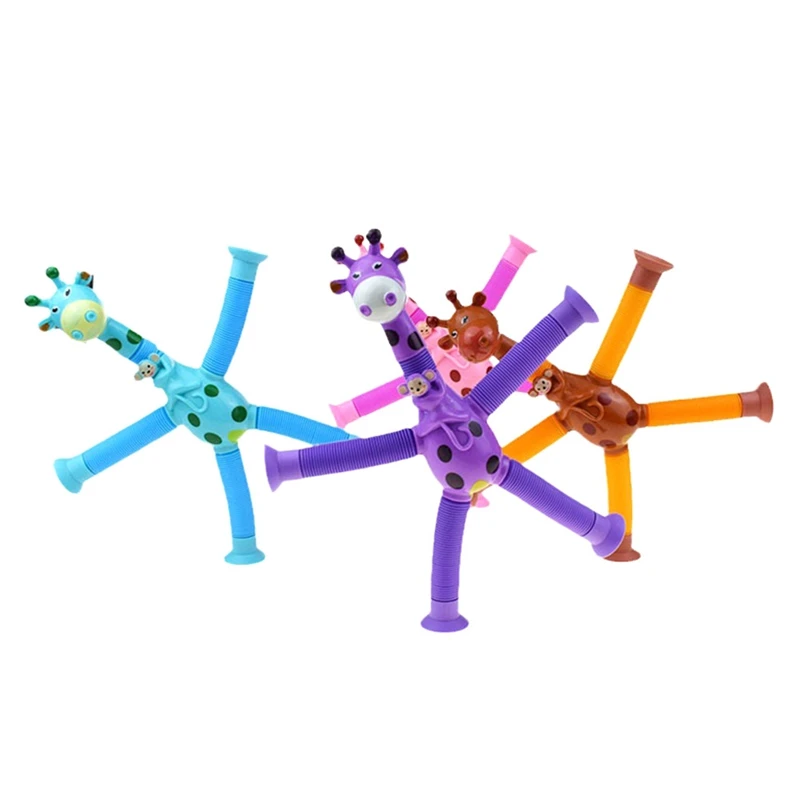 

4Pcs Telescopic Suction Cup Giraffe Monkey Toy Cartoon Animal Puzzle Suction Cup Decompression Toy Parent-Child Interactive