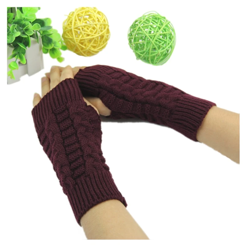 

Ladies Girl Mitten Winter Unisex Arm Warmer Elbow Long Fingerless Knit Gloves