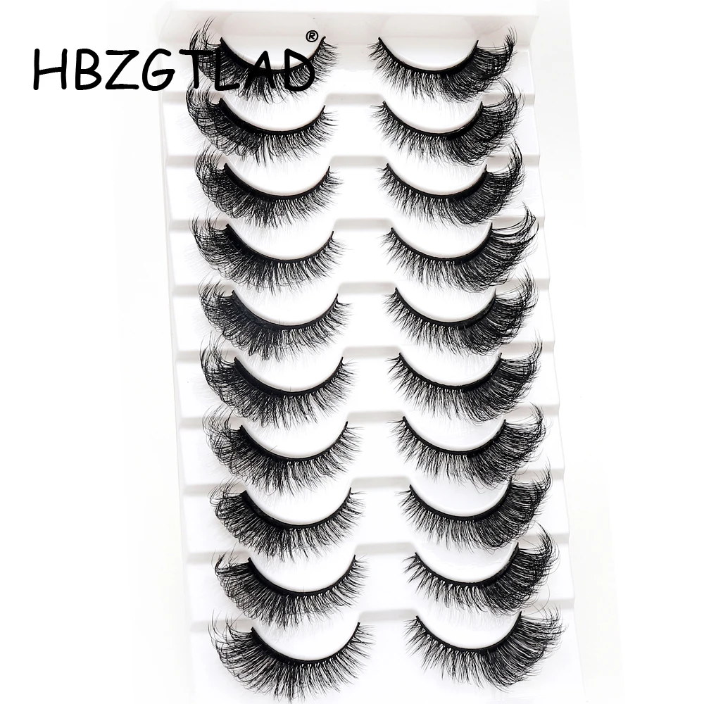 10 pairs 3D Mink Eyelashes Curled Winged Natural Realistic Messy End