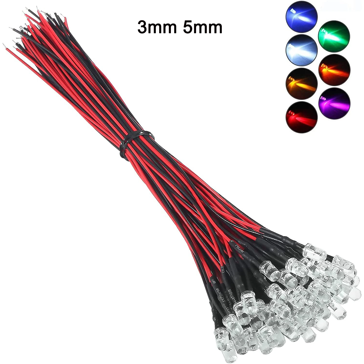 EDGELEC 30pcs 12 Volt 10mm Red LED Lights Emitting Diodes Pre Wired 7.9  inch DC 12v LED Light Clear Lens Small LED Lamps