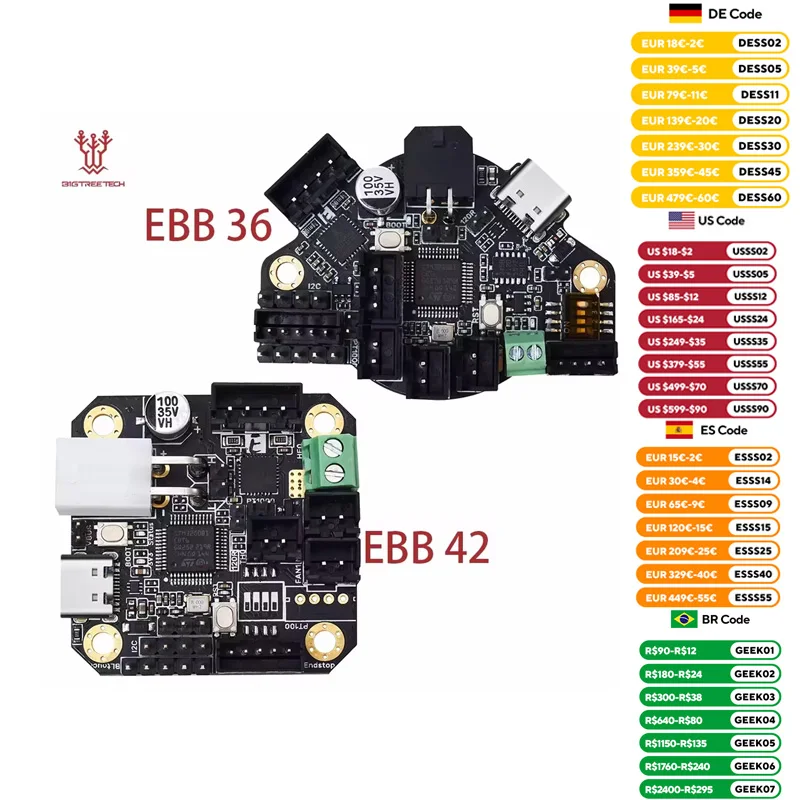 BTT EBB36 EBB42 CAN Adapter Board Support Canbus And Usb PT100 Onboard TMC2209 Driver For Raspberry Pi Blv Ender 3 3D Printer