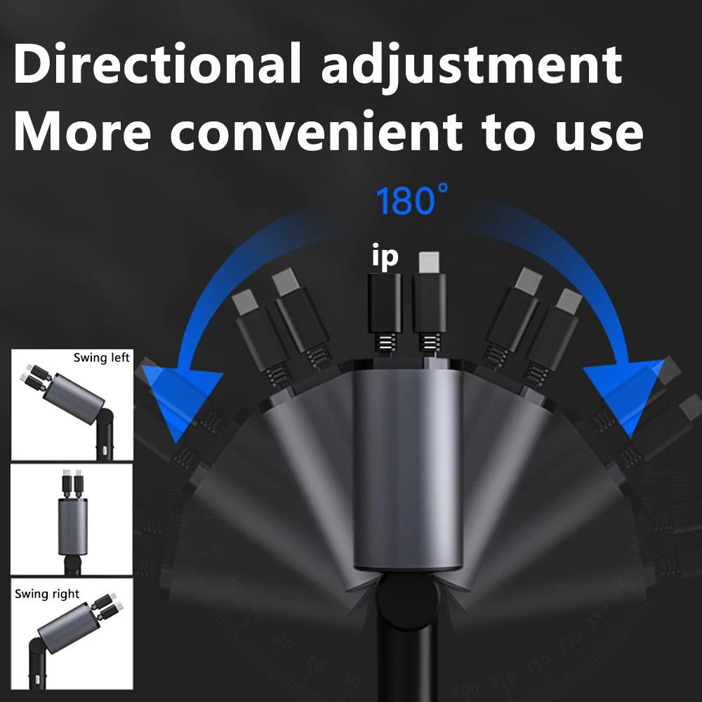 Car Charger 100W Scalable 4-in-1 USB C-Cable For IPhone Huawei Samsung