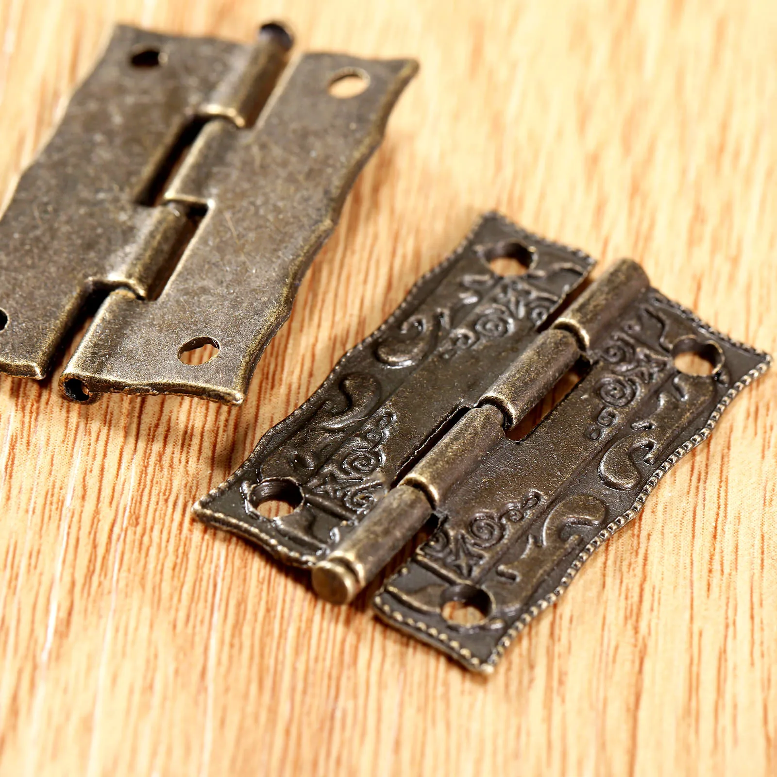 Cabinet Door Furniture Hinge 36*23mm Jewelry Wood Boxes Decorative Hinges Furniture Fittings 2pcs +Screws +Storage Box