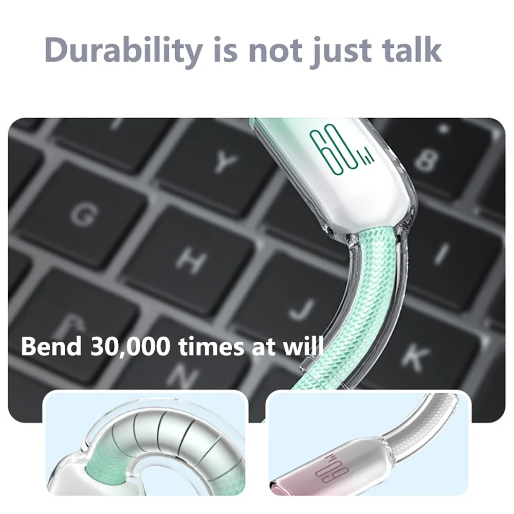 PD 60W USB C to Type C Cable Fast Charging Data Cord For Universal USB Charging Device PD USB-C Charging Cables 1/2M