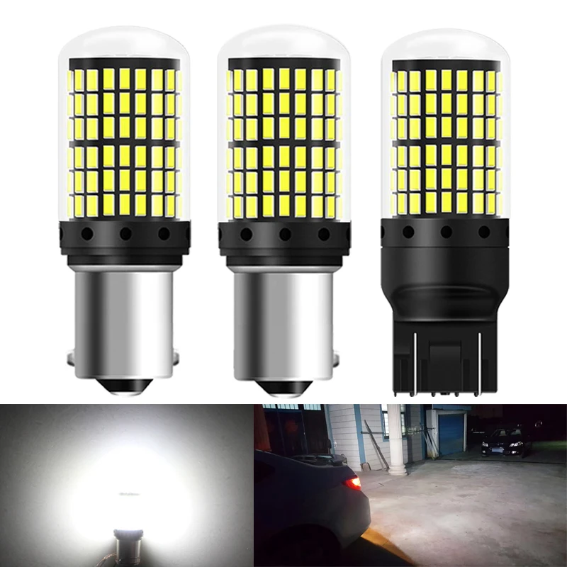 

2 PCS P21W 1156 BA15S 1157 BAY15D 7443 W21W LED Bulb Canbus 12V 3014SMD Car Turn Signal Tail Backup Parking Brake Reverse Lights