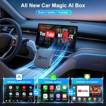 Wireless CarPlay Adapter for OEM Wired CarPlay/Android Auto Cars: ABS Plastic Black Plug-and-Play Netflix/YouTube Streaming wit 4