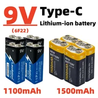 🔋 6F22 9V 1500mAh แบตเตอรี่ลิเธียมไอออนแบบชาร์จไฟได้ USB 9V แบตเตอรี่เหมาะสำหรับมัลติมิเตอร์ไมโครโฟนของเล่นรีโมทคอนโทรล KTV 3