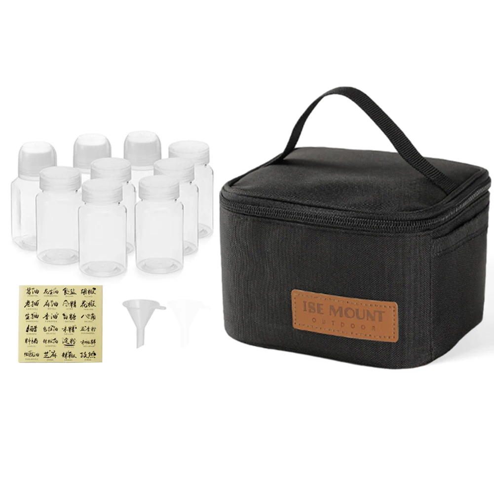9Pcs Camping Spice Storage Bag Portable Outdoor Seasoning Bag 100ml Liquid/Filter Bottle for Home Kitchen Camping BBQ Traveling