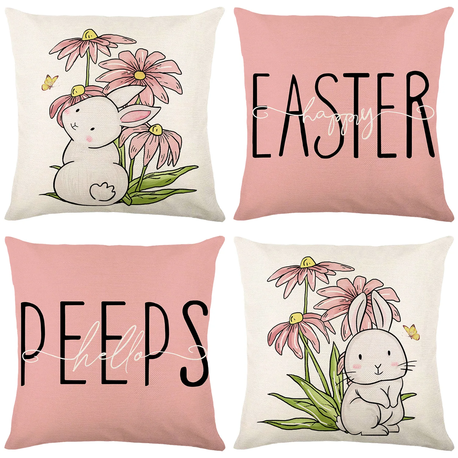 

Easter Kids Cushions Cover 45x45cm almofadas decorativas para sofá Flowers Bunny Eggs Carrot Printed Pillow Covers
