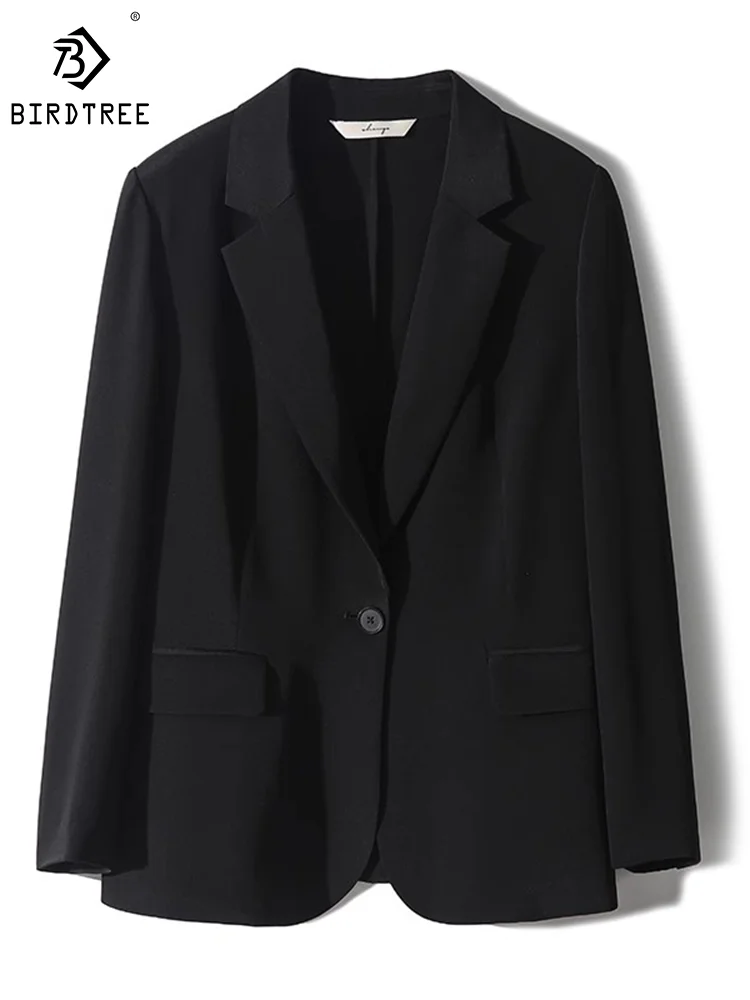 

Birdree 30MM 91%Real Silk Elegant Blazer Woman Tailored Collar Solid Color Long Sleeve Simple Suit OL Fall Winter Coat C38854QM