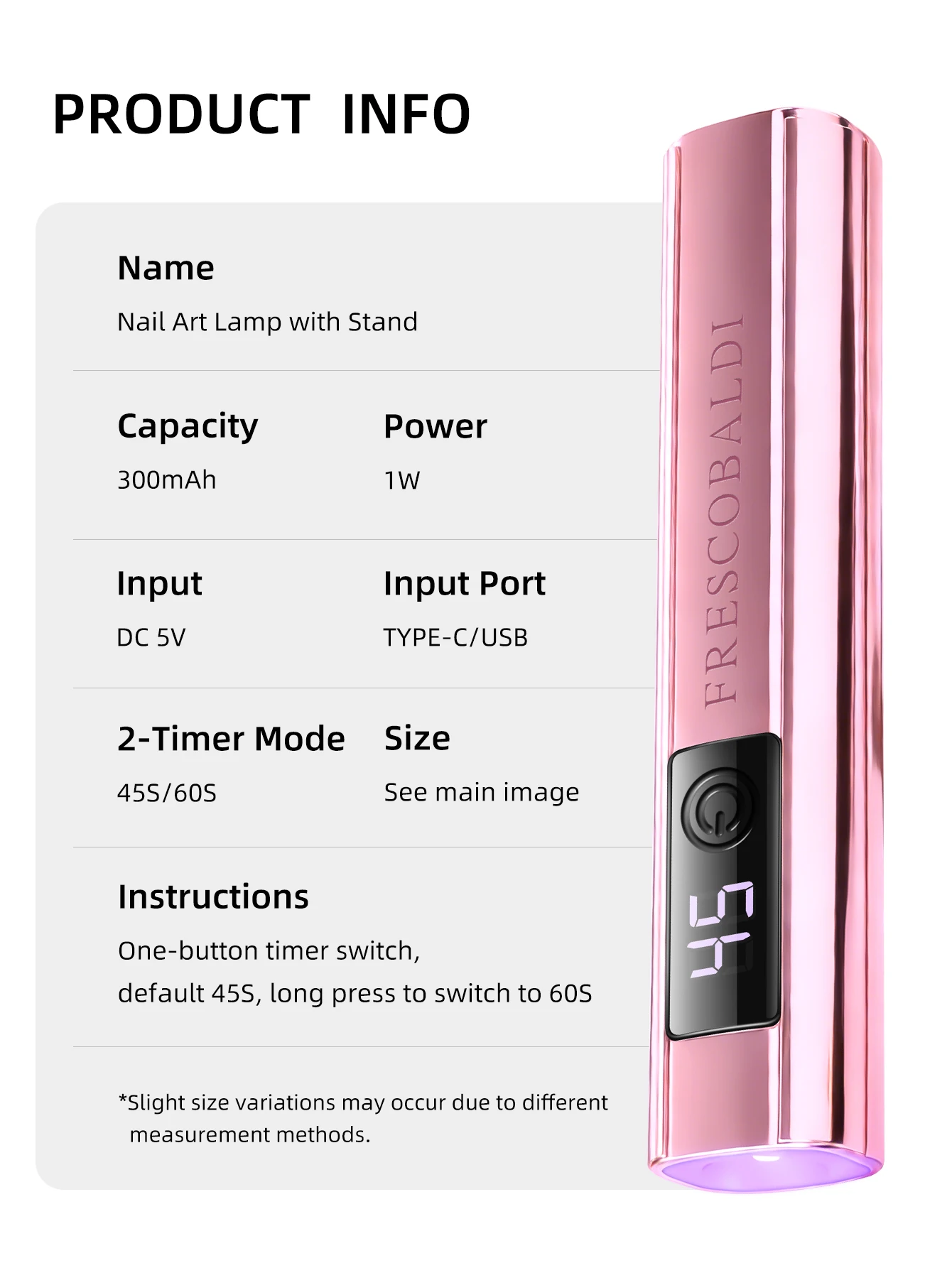 1개 미니 온스크린 디스플레이 휴대용 네일아트 UV 램프 (젤네일용), 미니 네일 라이트, 휴대용 LED 네일 램프, USB 네일 드라이어