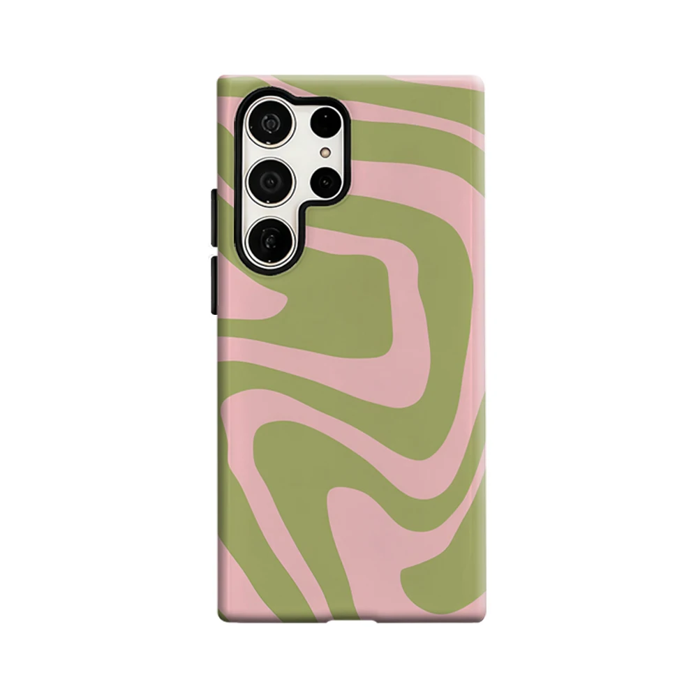 Vibrant Pink & Green Swirls Glossy Double-Layer Phone Case