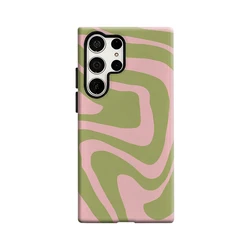 Vibrant Pink & Green Swirls Glossy Double - Layer Phone Case - Samsung S24 PLUS5G (FR)