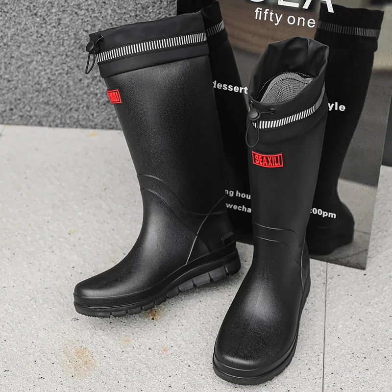 Men's High-Tube Waterproof Non-Slip Rain Boots Special for Delivery Riders Fishi