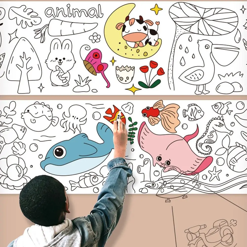 

Океанский мир, Космический свет, цветная заполняющая бумага, красящая бумага, красящая бумага, рулон для детского рисования, граффити, прокрутка, бумага