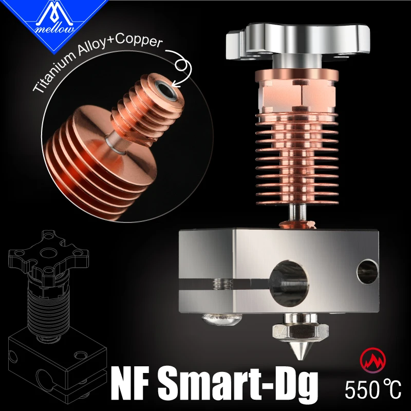 Mellow Lightweight Design All Metal NF-Smart-Dg V2.0 Upgrade Dragon Hotend 1.75mm Extruder Kit For Voron VzBoT 3D Printer Parts