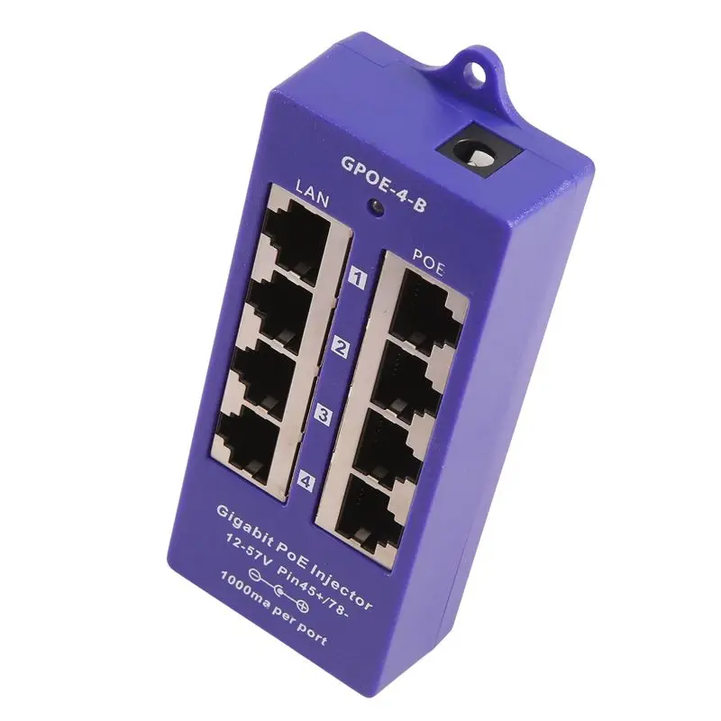 핫세일 48V 또는 24V 기가비트 패시브 PoE 인젝터 4포트 1000Mbps PoE 모듈 (보안 IP 카메라, 와이파이 액세스 포인트, UBNT, Easy용)