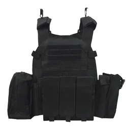 Military Tactical Vest Body Armor with Molle System (Black)