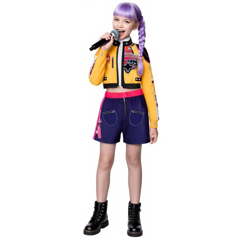 KINDER KPOP DEMON Hunters Rumi Zoey Mira Kostüm Cosplay Halloween Fancy Kleid EUR 18,49