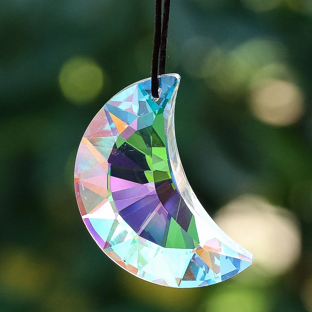 Sun Catcher Crystal Pendant Moon Prism Rainbow Maker Hanging