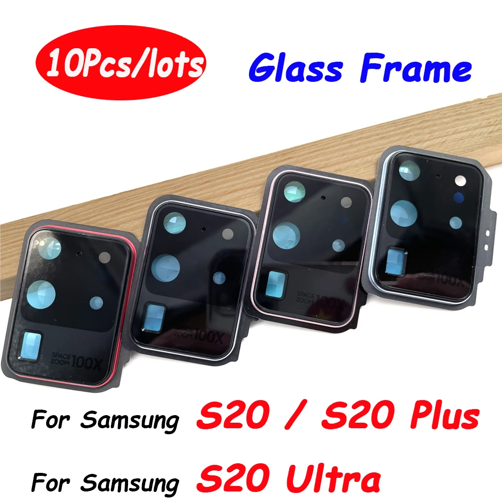 

10Pcs, New For Samsung S20 Fe / S20 Ultra / S20 Plus / S20 Back Camera Glass Lens Cover with Frame Holder Replacement Part